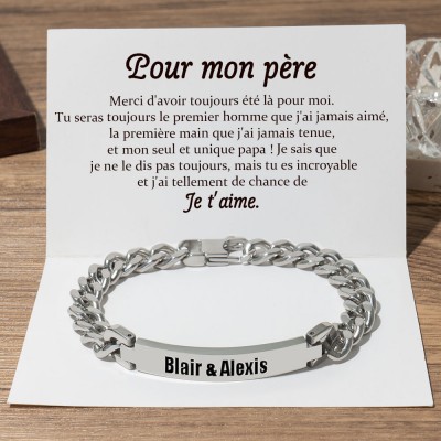 Pour mon père Bracelet Prénom Personnalisé Pour Idées Cadeaux Fête Des Pères