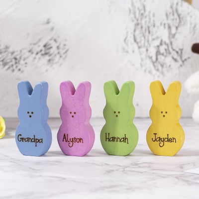 Pâques Peeps signe personnalisé gravé nom lapin en bois décor à la maison grand-père grand-mère cadeau