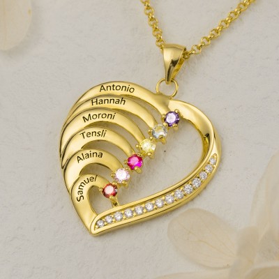 À ma maman Collier personnalisé 1-6 prénom coeur avec pierre de naissance