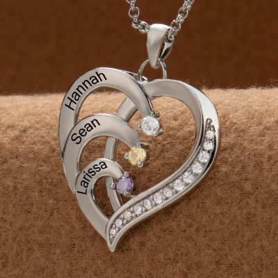 Collier coeur personnalisé avec pierre de naissance, idées cadeaux d'anniversaire pour la fête des mères