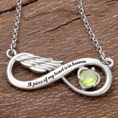 Collier aile d'ange infini personnalisé avec pierre de naissance