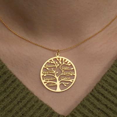 Personnalisé Gravé Générable Collier de nom d’arbre généalogique 1-9 Noms