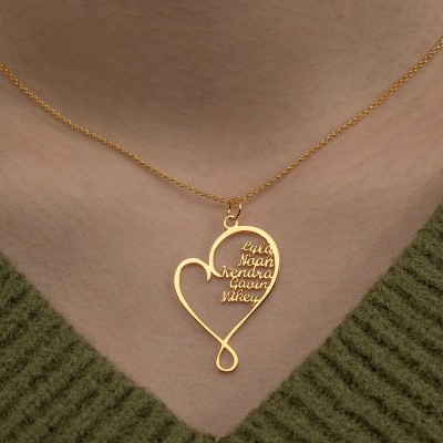 Personnalisé Personnalisé Étreinte L'amour Cœur Nom Collier 1-8 Noms