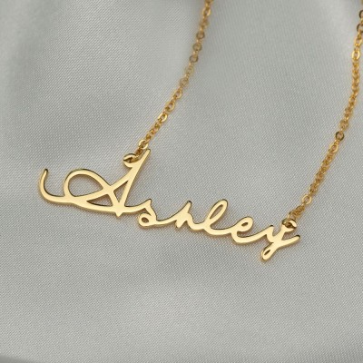Personalized Signature Style Gold Name Necklace