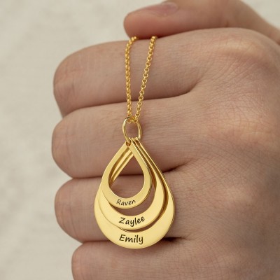 Collier de famille gravé Drop Shaped