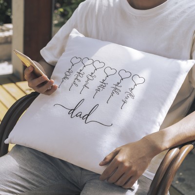 Oreiller de famille personnalisé Gravure 1-16 Noms Cadeau Fête des Pères