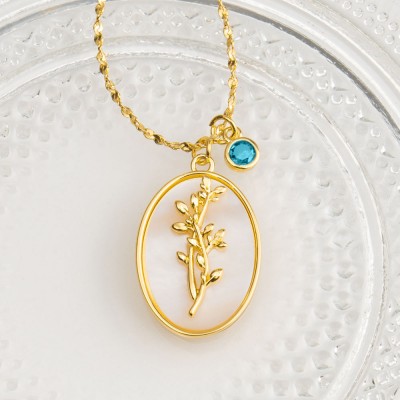 Rosefeels personnalisé délicat mois de naissance fleur mère coquillage collier en or avec pierre de naissance pour maman