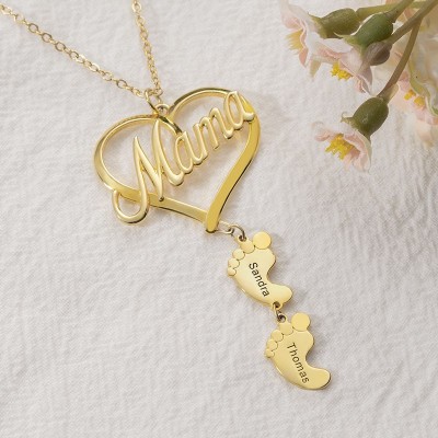 Collier maman avec pieds de bébé 1-10 pendentifs