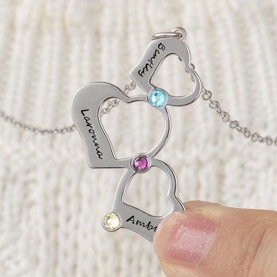 Cadeau de Noël de collier de coeur personnalisé de nom de famille en argent