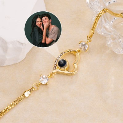 Bracelet personnalisé en forme de cœur avec projection de photos, pour couple, âme sœur, idées cadeaux pour la saint-valentin