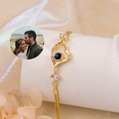 Bracelet personnalisé en forme de cœur avec projection de photos, pour couple, âme sœur, idées cadeaux pour la saint-valentin