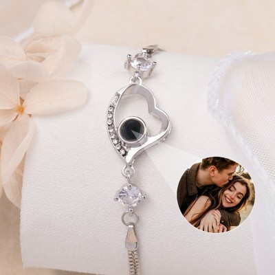Bracelet personnalisé en forme de cœur avec projection de photos, idées cadeaux pour l'âme sœur de la Saint-Valentin