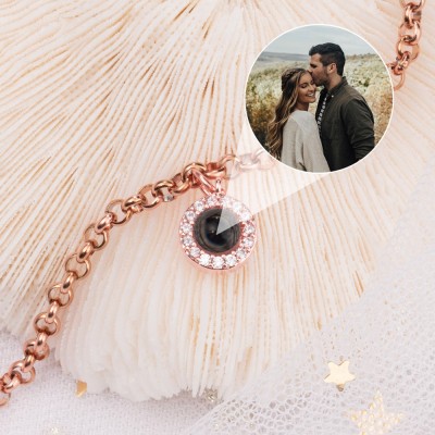 Collier à breloques personnalisé avec projection de photos, idées cadeaux pour Couple, pour la saint-valentin