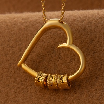 Collier coeur personnalisé avec perles nominatives pour idées cadeaux pour la fête des mères
