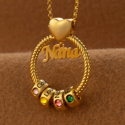 Collier pendentif cercle personnalisé avec perles nominatives pour idées cadeaux pour la fête des mères