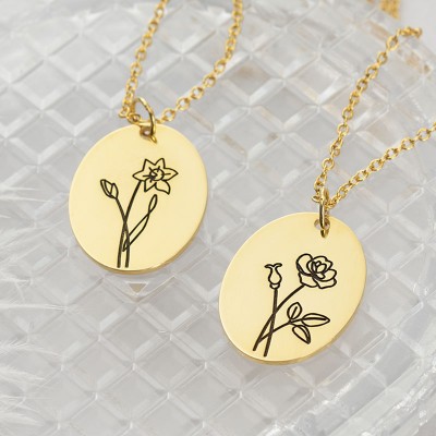 Colliers de fleurs de naissance personnalisés pour elle June Rose