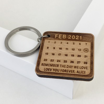 Calendrier personnalisé Porte-clés Anniversaire Saint Valentin Couple Cadeau