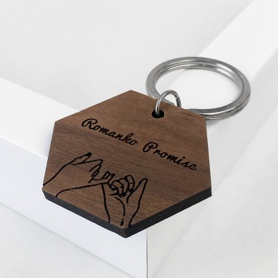 Porte-clés en bois personnalisé Anniversaire Saint Valentin Couple Cadeau