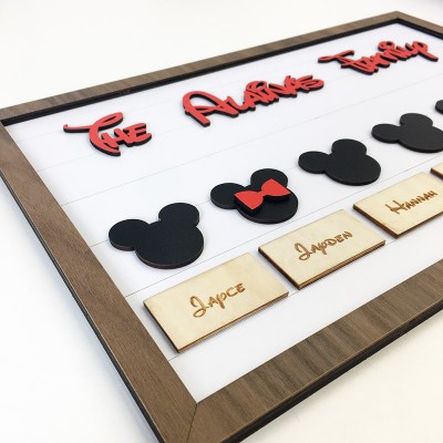 Mickey Mouse Family Personalised Name Engraving Frame Wall Decor Gift