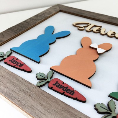 Pâques Peeps signe personnalisé gravé nom lapin en bois décor à la maison grand-père grand-mère cadeau