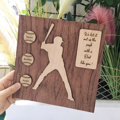 Plaque de baseball personnalisée avec 1 à 8 noms gravés, cadeau de fête des pères