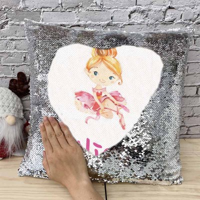 Cadeau d'anniversaire de fille d'oreiller de ruban de nom de sequin personnalisé