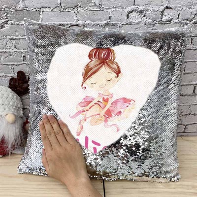 Cadeau d'anniversaire de fille d'oreiller de ruban de nom de sequin personnalisé