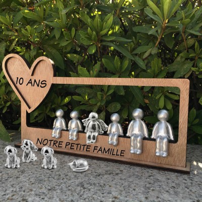 Figurines sculptées personnalisées 4 ans Notre famille, cadeau de Noël pour le 4e anniversaire