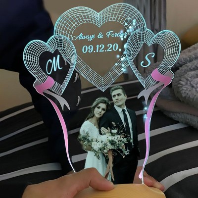 Rosefeels photo personnalisée acrylique LED veilleuse cadeau de Saint Valentin pour son couple décoration de chambre