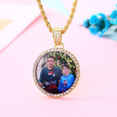 Collier Photo Pendentif Mémoire Médaillons Personnalisé Pour Lui Cadeau Fête Des Pères