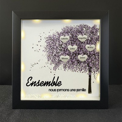 Ensemble, nous avons fait une famille nom d'arbre généalogique personnalisé cadre noir décor à la maison