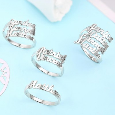 Bague nominative personnalisée en argent S925 pour elle