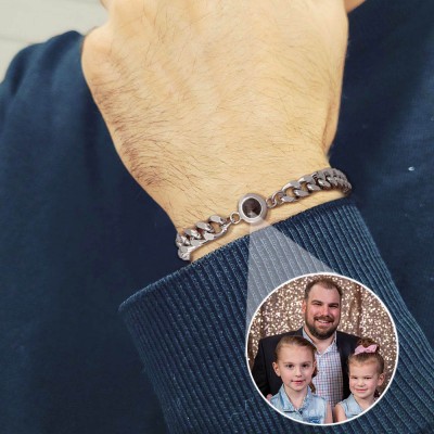 Bracelet de projection de photo personnalisé Idées cadeaux papa pour la fête des pères