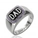 Men's Birthstone Dad Ring Platinum Plated Silver