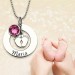 Tiny Baby Feet With Birthstones Engravable Necklace