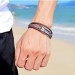 Bracelet de barre en cuir grav