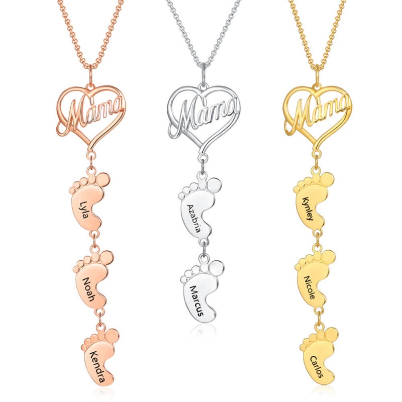 Collier Maman Avec Pieds De Bebe 1 10 Pendentifs Rosefeels Fr